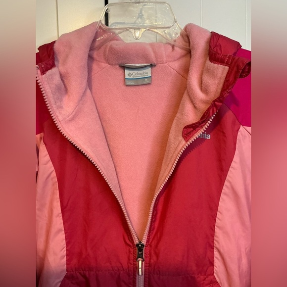 Columbia Jacket Girls M 10/12 Pink Windbreaker Colorblock PFG Vented Lightweight - Picture 3 of 6